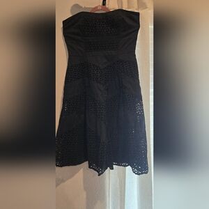 White House Black Market Black Eyelet A-Line Skirt